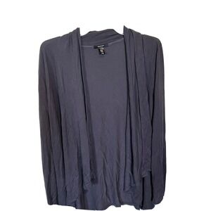 Midnight Charcoal Gray Open Front Draped Modal Blend Cardigan Sweater Womens‎ M